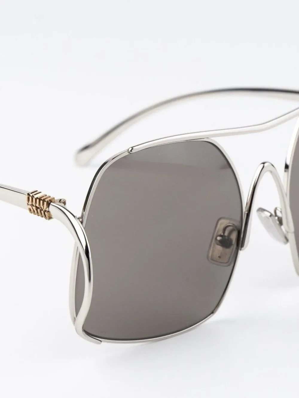 Miu Miu Women Sunglasses Silver Grey Pilot MUA55S 1BC80Q NEW AUTHENTIC